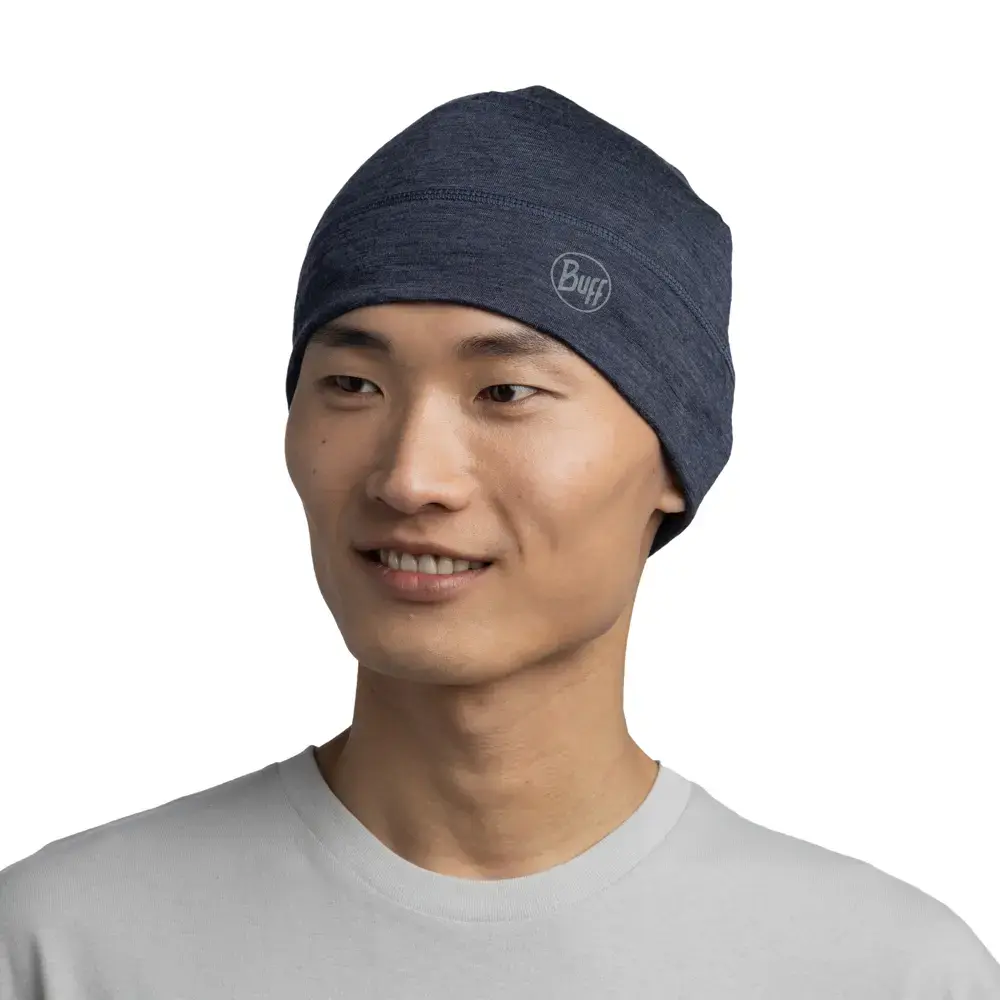 Buff Merino Wool 1 Layer Hat Buff Solid Blauw