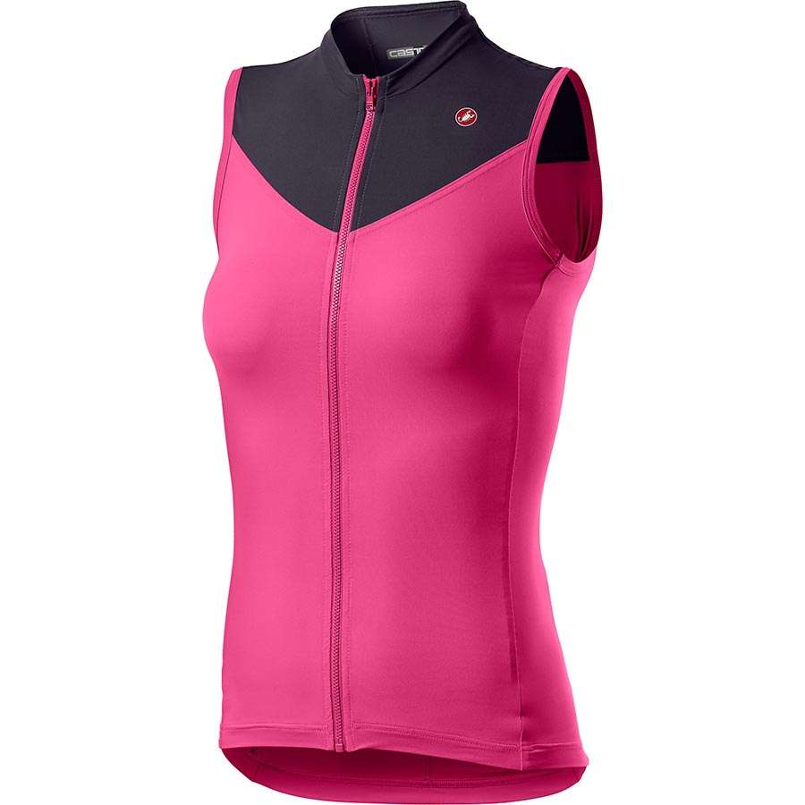 Castelli Solaris Fietsshirt Zonder Mouwen Fluo Roze/Donkerblauw Dames