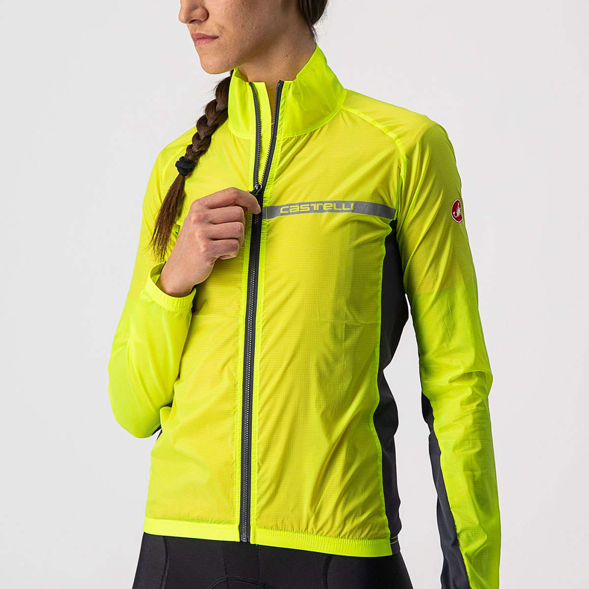 Castelli Squadra Stretch Windjack Fluo Geel Dames