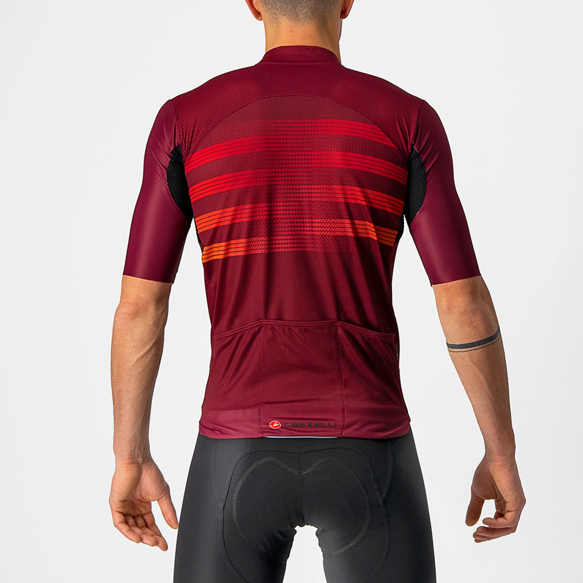 Castelli Endurance Pro Fietsshirt Korte Mouwen Bordeauxrood/Oranje Heren