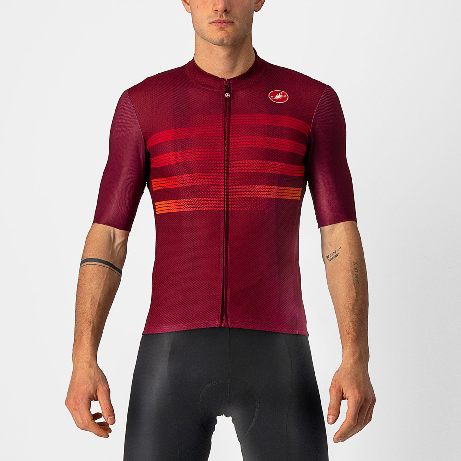 Castelli Endurance Pro Fietsshirt Korte Mouwen Bordeauxrood/Oranje Heren