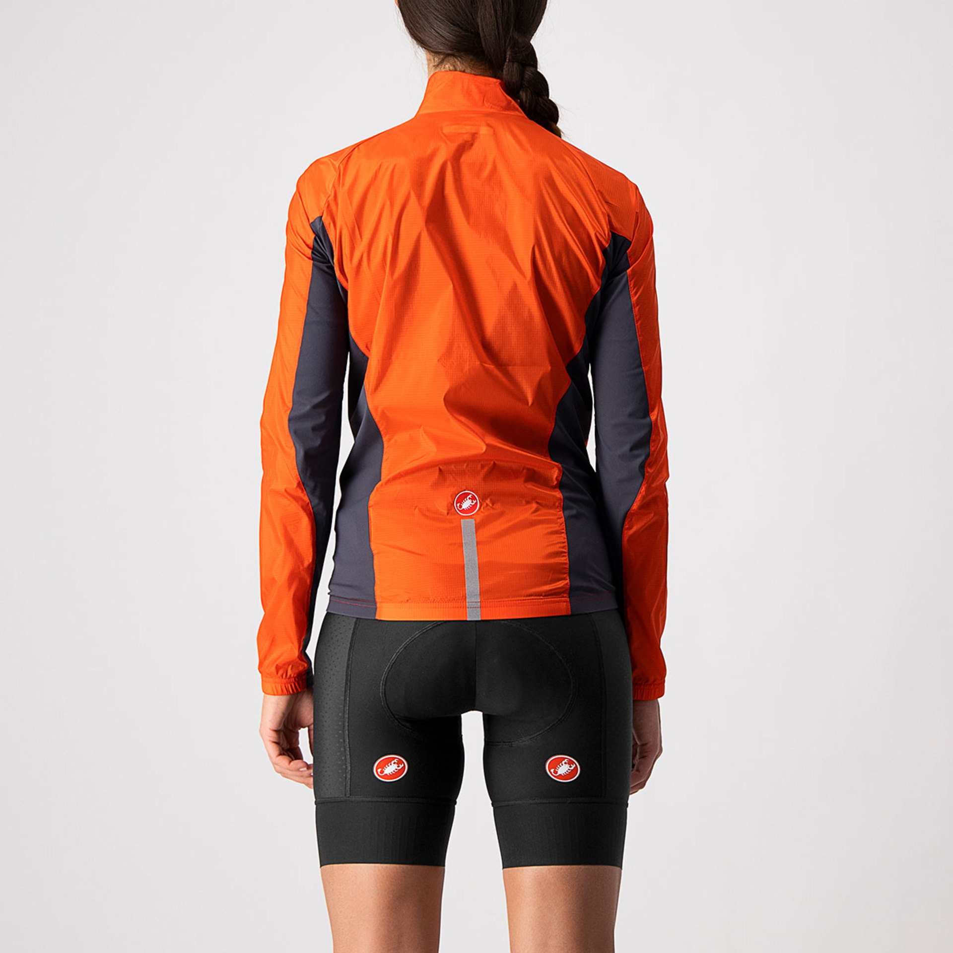 Castelli Squadra Stretch Fietsjack Oranje/Grijs Dames