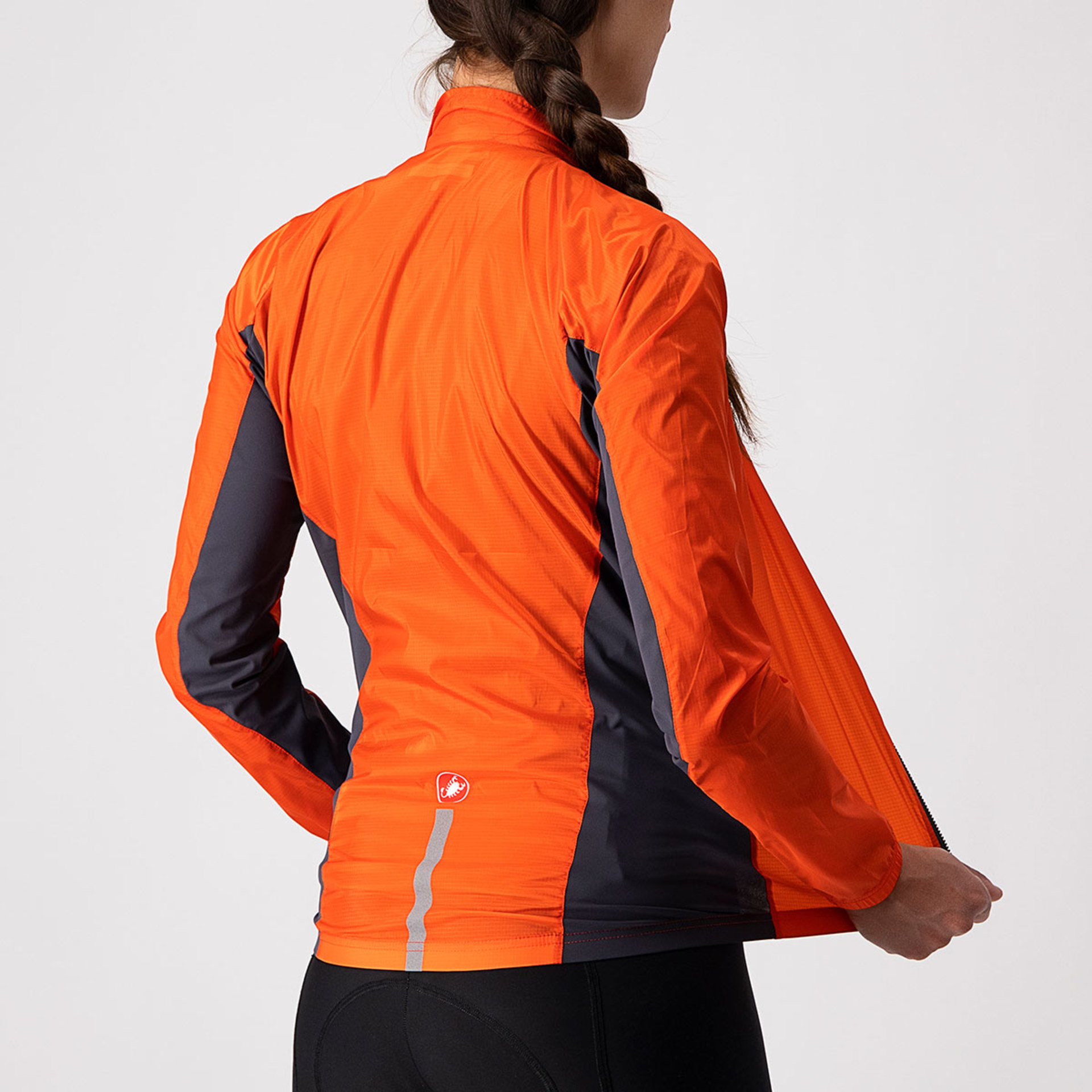 Castelli Squadra Stretch Fietsjack Oranje/Grijs Dames