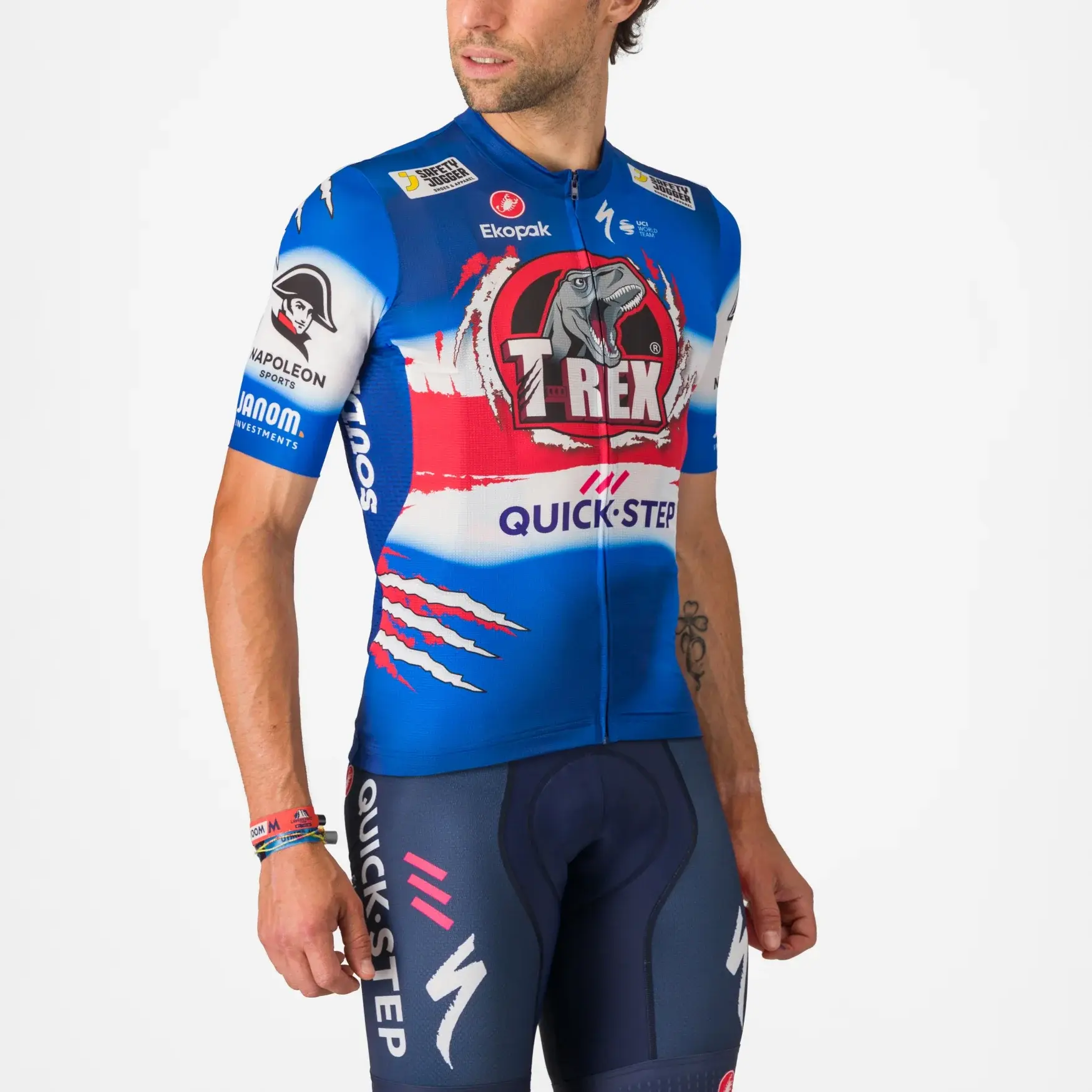 Castelli Soudal Quick-Step T-Rex Vuelta Fietsshirt Korte Mouwen Blauw Heren