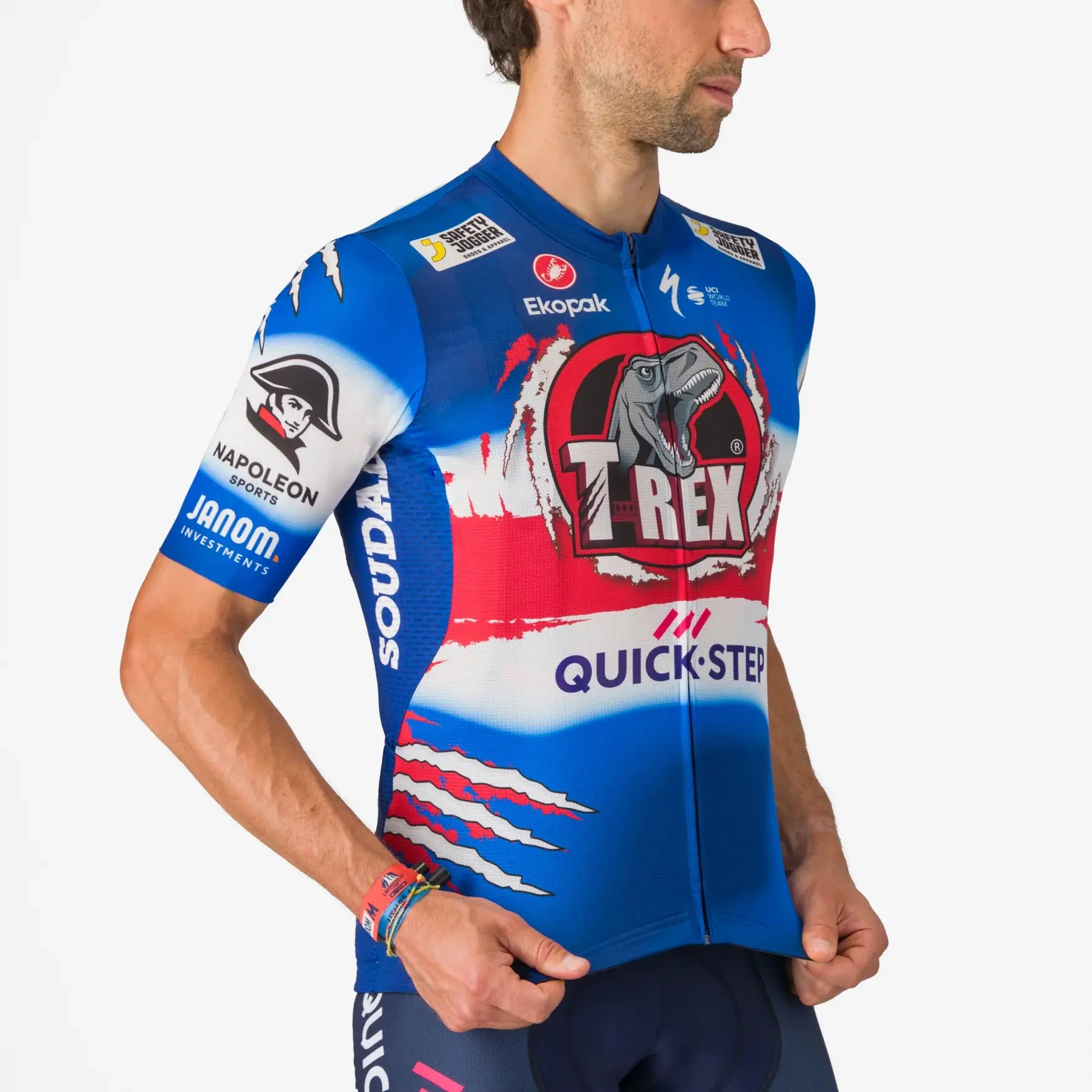 Castelli Soudal Quick-Step T-Rex Vuelta Fietsshirt Korte Mouwen Blauw Heren