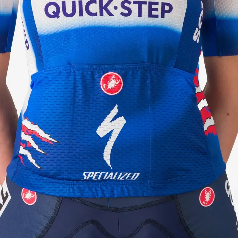 Castelli Soudal Quick-Step T-Rex Vuelta Fietsshirt Korte Mouwen Blauw Dames