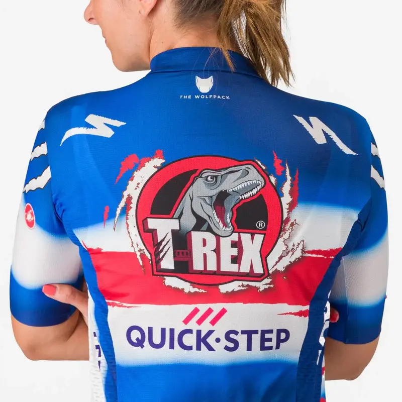 Castelli Soudal Quick-Step T-Rex Vuelta Fietsshirt Korte Mouwen Blauw Dames