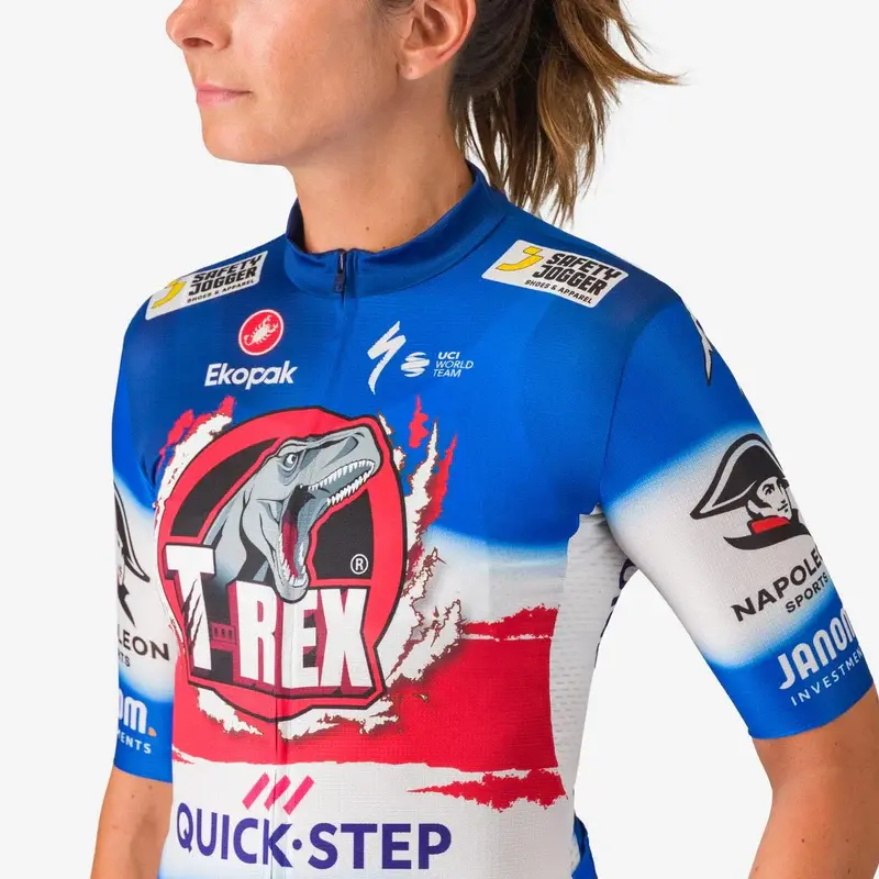 Castelli Soudal Quick-Step T-Rex Vuelta Fietsshirt Korte Mouwen Blauw Dames