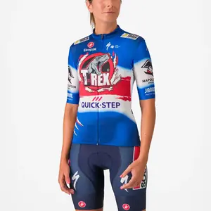 Castelli Soudal Quick-Step T-Rex Vuelta Fietsshirt Korte Mouwen Blauw Dames