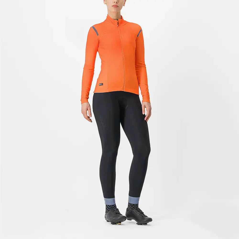 Castelli Tutto Nano Ros Fietsshirt Lange Mouwen Oranje Dames