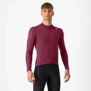 Castelli Espresso Thermal Fietsshirt Lange Mouwen Donkerrood Heren