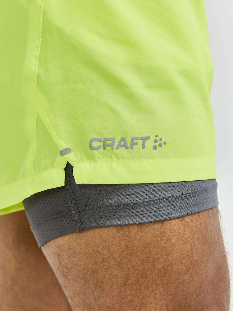 Craft ADV Essence 2-in-1 Hardloopbroek Kort Geel Heren