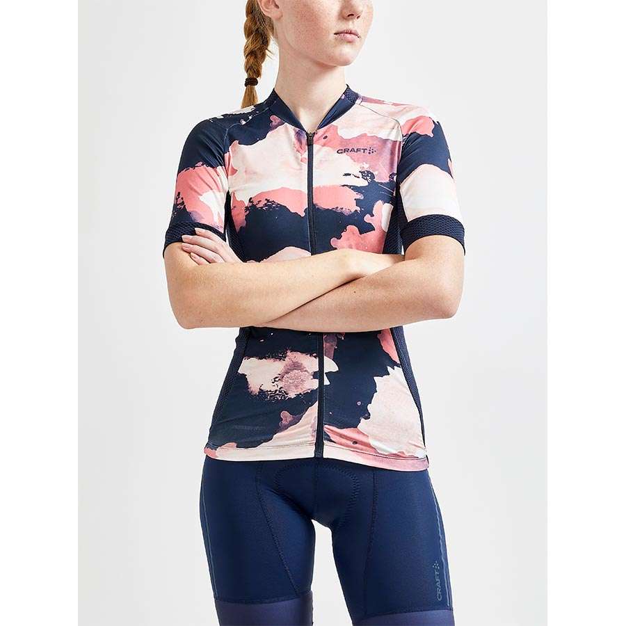 Craft ADV Endurance Graphic Fietsshirt Korte Mouwen Donkerblauw/Multi Dames