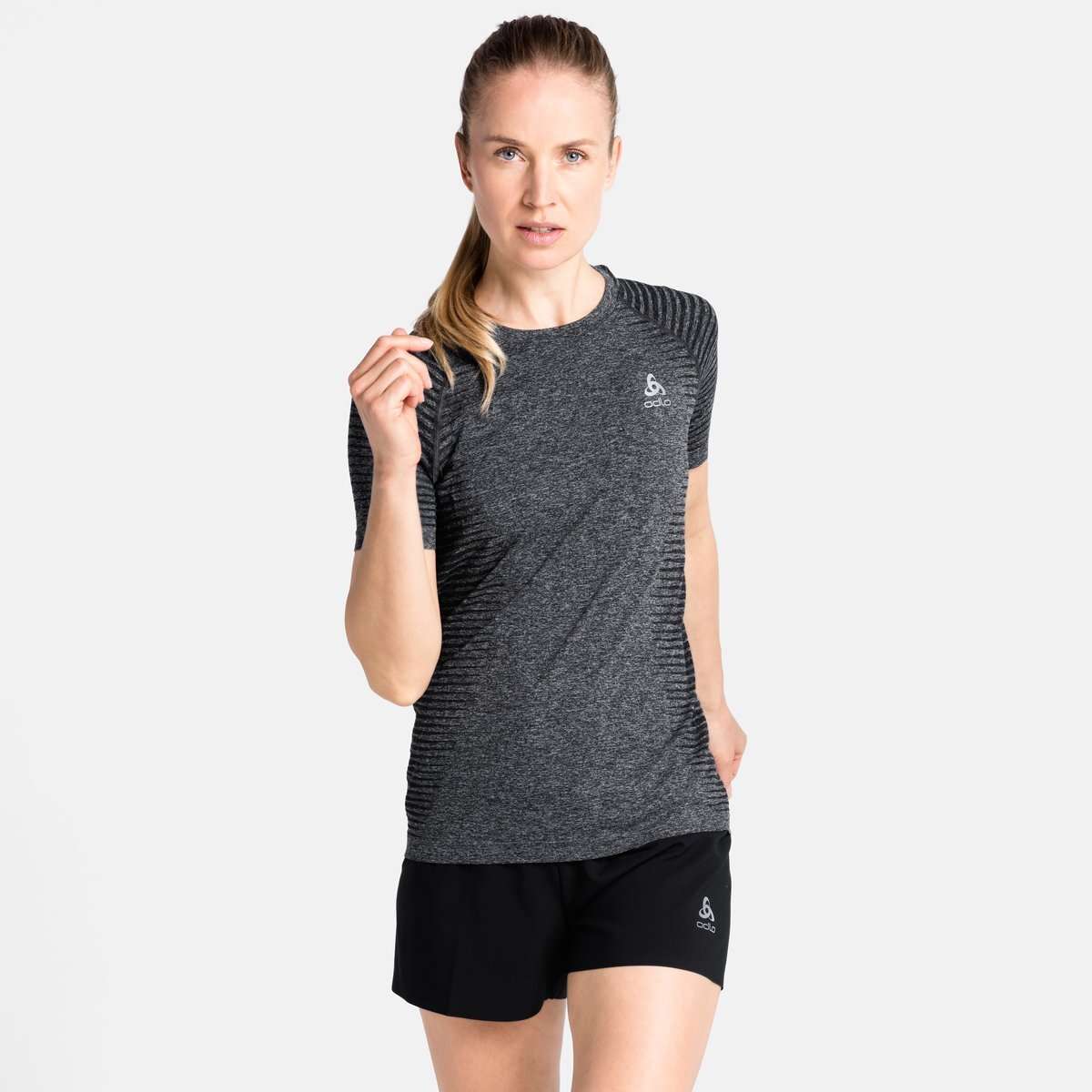 Odlo Essential Seamless Crew Neck Hardloopshirt Korte Mouwen Grijs  Dames