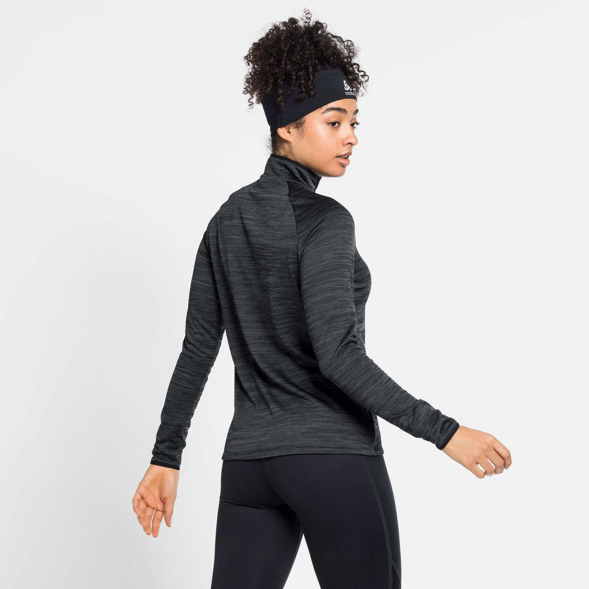 Odlo Thermal Midlayer 1/2 Zip Hardloopshirt Lange Mouwen Zwart Dames