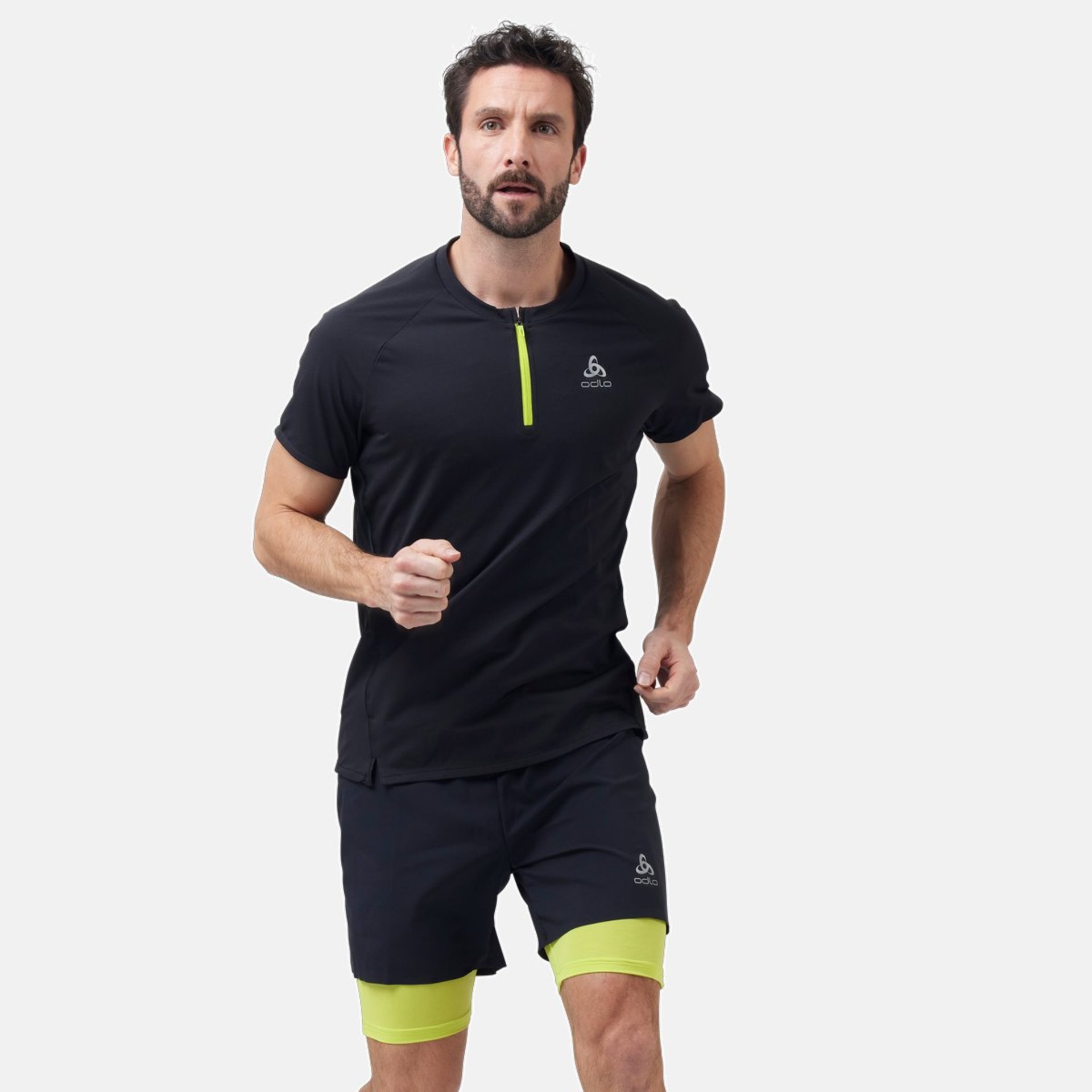 Odlo Axalp Trail Hardloopshirt Korte Mouwen Zwart/Fluo Geel Heren