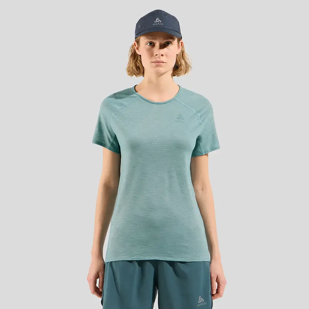 Odlo X-Alp PW 115 Crew Hardloopshirt Korte Mouwen Groen Melange Dames