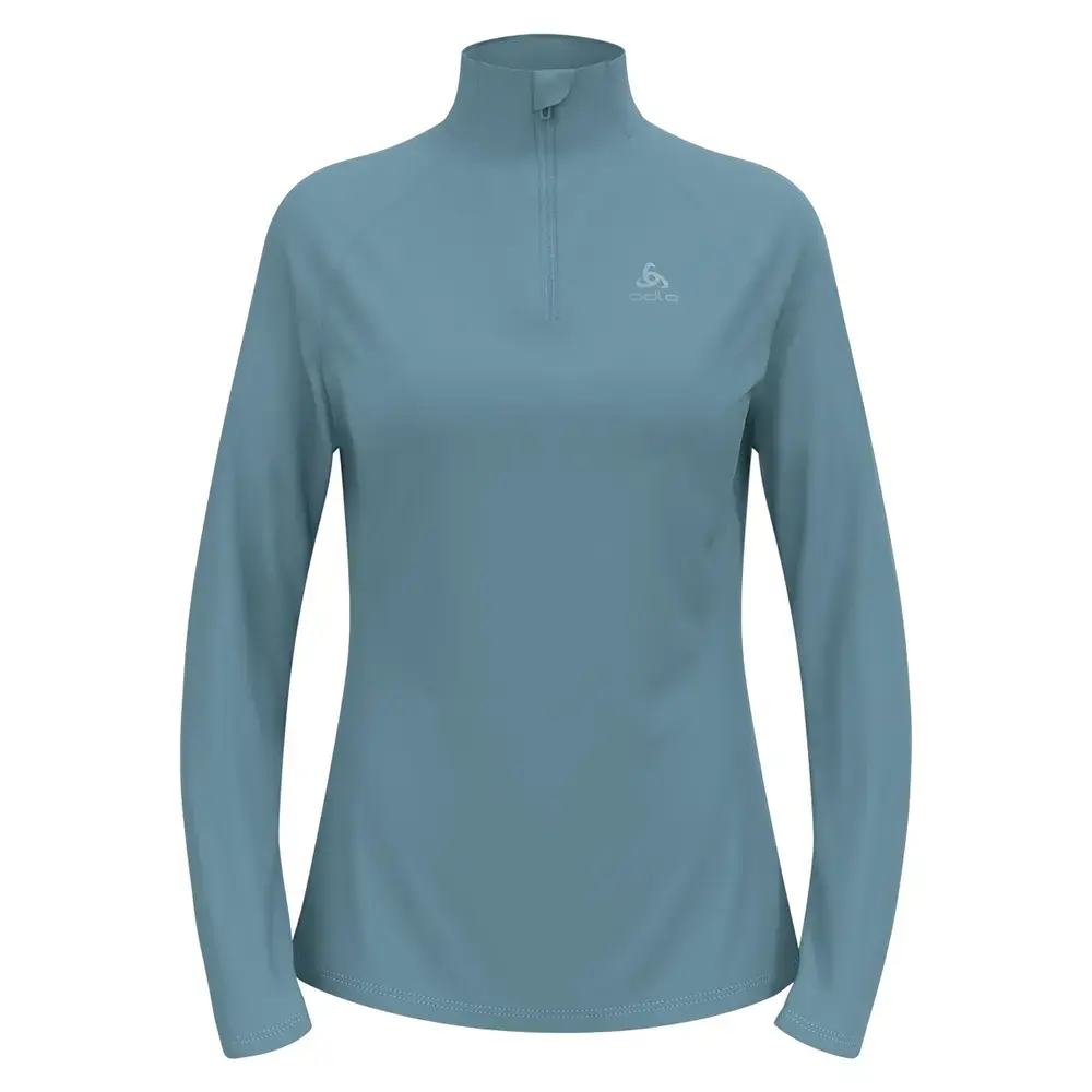 Odlo Ceramiwarm Midlayer Zip Hardloopshirt Lange Mouwen Blauw Dames