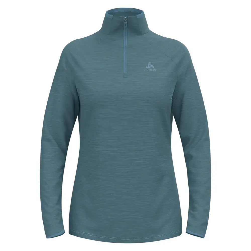 Odlo Thermal Midlayer 1/2 Zip Hardloopshirt Lange Mouwen Blauw Dames