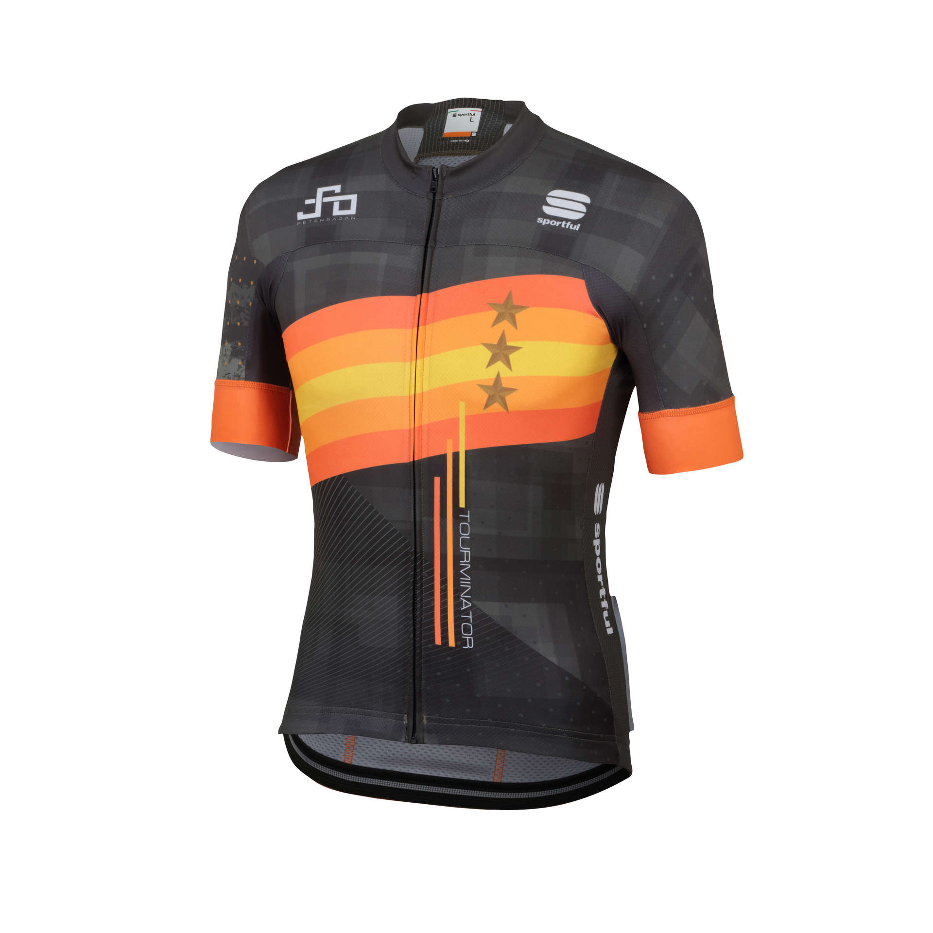 Sportful Sagan Stars Bodyfit Team Fietsshirt Korte Mouwen Oranje/Grijsgroen 