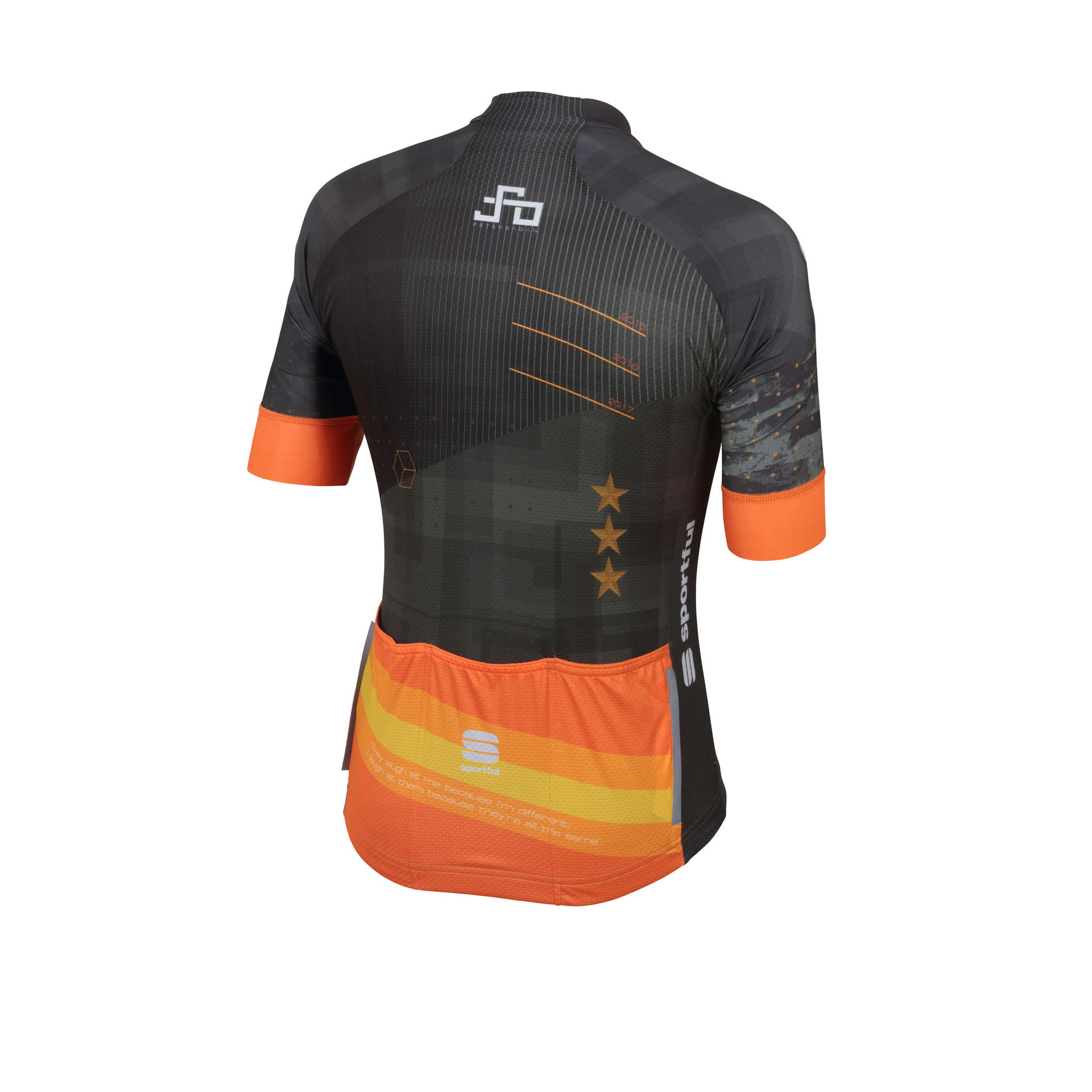 Sportful Sagan Stars Bodyfit Team Fietsshirt Korte Mouwen Oranje/Grijsgroen 