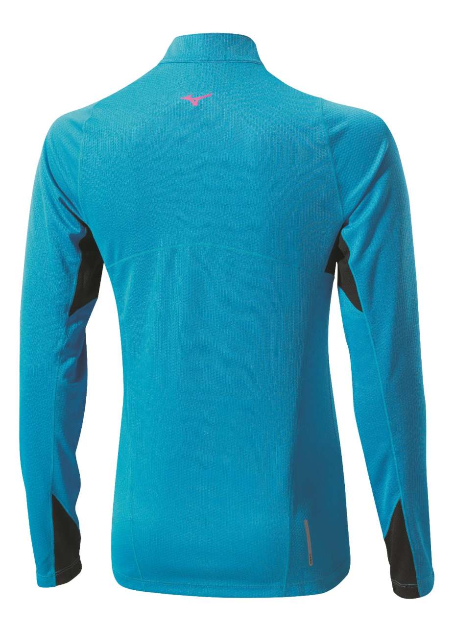 Mizuno WarmLite 1/2 Zip Hardloopshirt Lange Mouwen Blauw/Zwart Dames