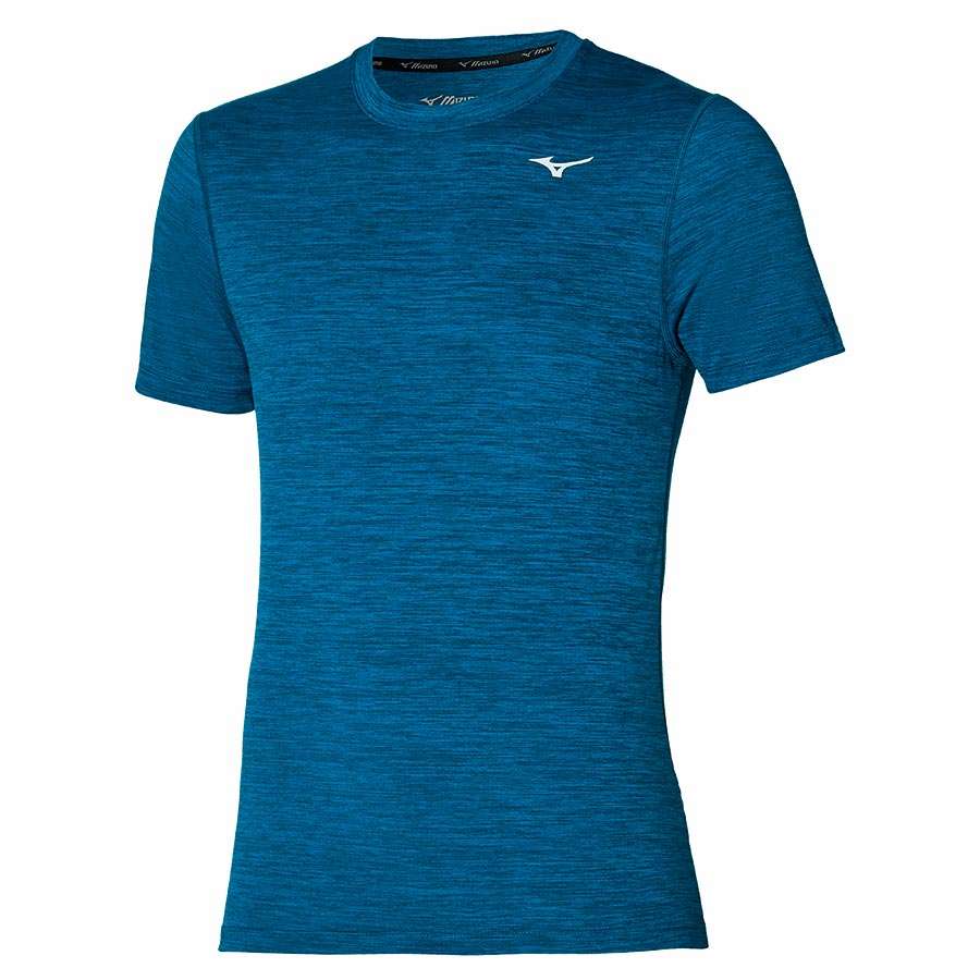 Mizuno Impulse Core Hardloopshirt Korte Mouwen Blauw/Wit Heren