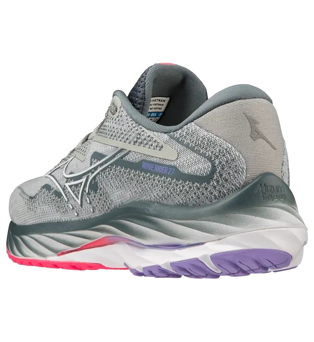 Mizuno Wave Rider 27 Hardloopschoenen Grijs/Wit/Roze Dames