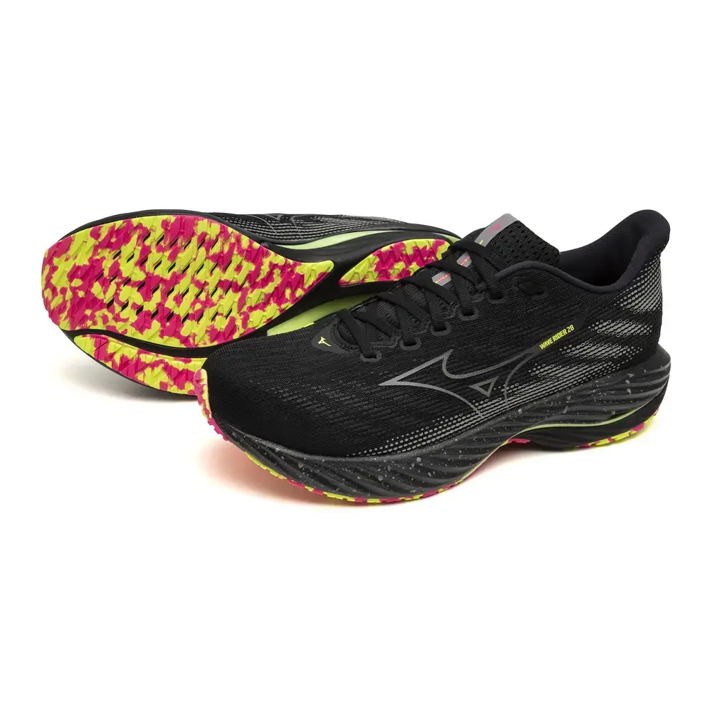 Mizuno Wave Rider 28 Hardloopschoenen Zwart/Zilver/Groen