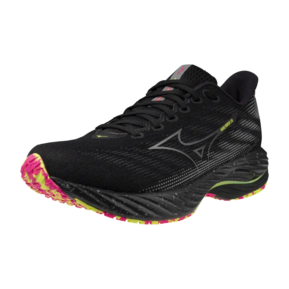 Mizuno Wave Rider 28 Hardloopschoenen Zwart/Zilver/Groen