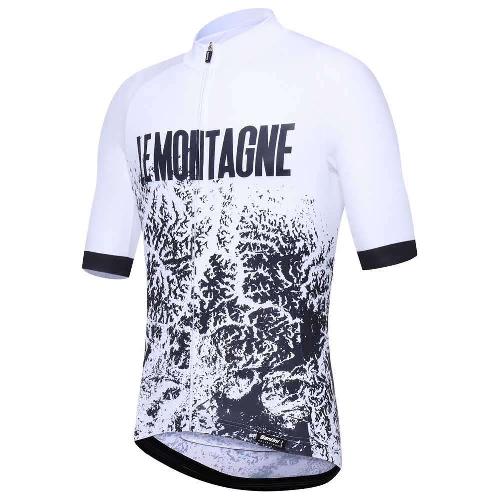 Santini Alpi Fietsshirt Korte Mouwen Wit/Zwart Heren