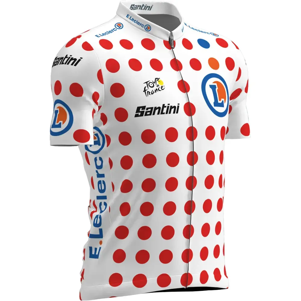 Santini GPM Leader Tour de France Fietsshirt Korte Mouwen Wit/Rood Heren
