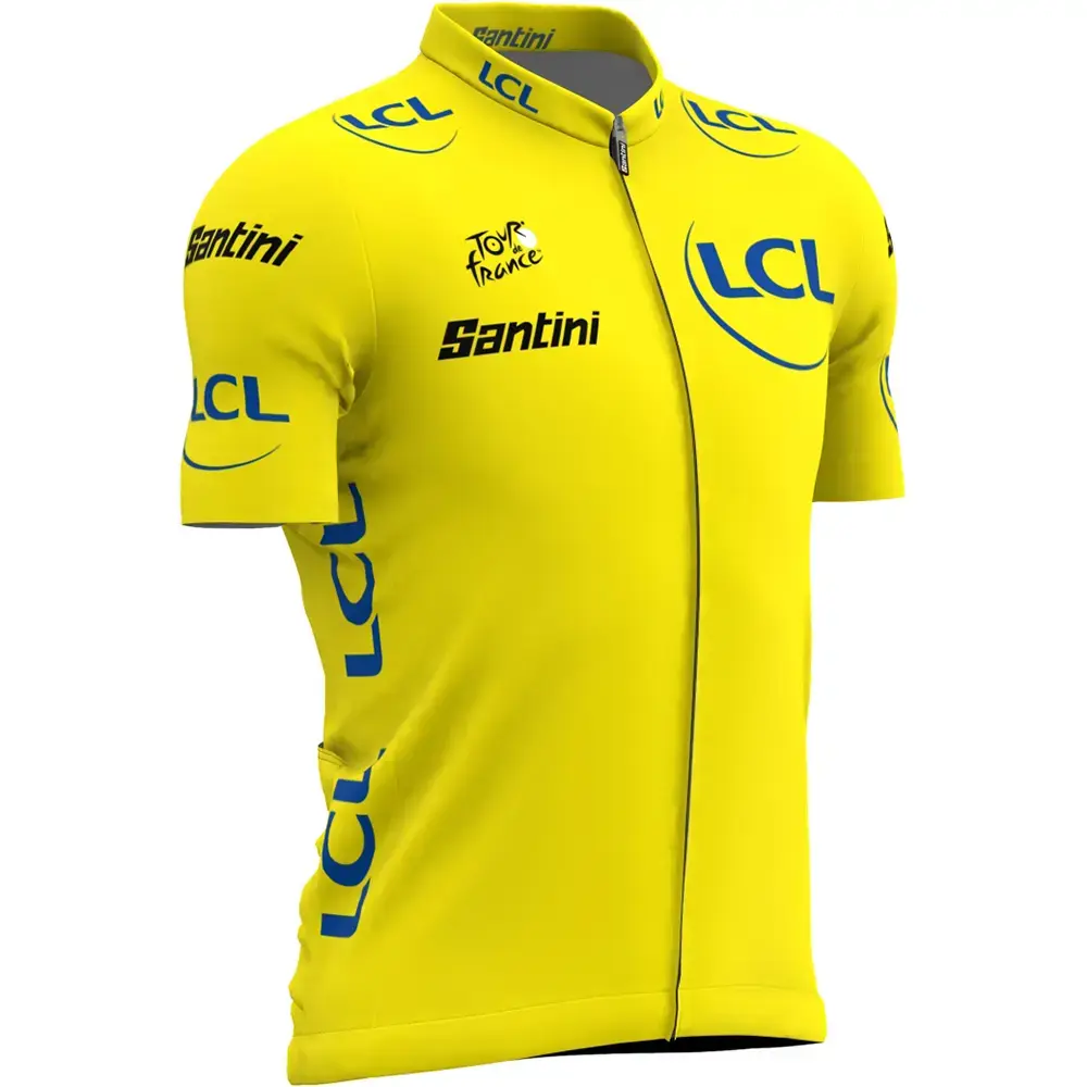 Santini Overall Leader Tour de France Fietsshirt Korte Mouwen Geel Heren
