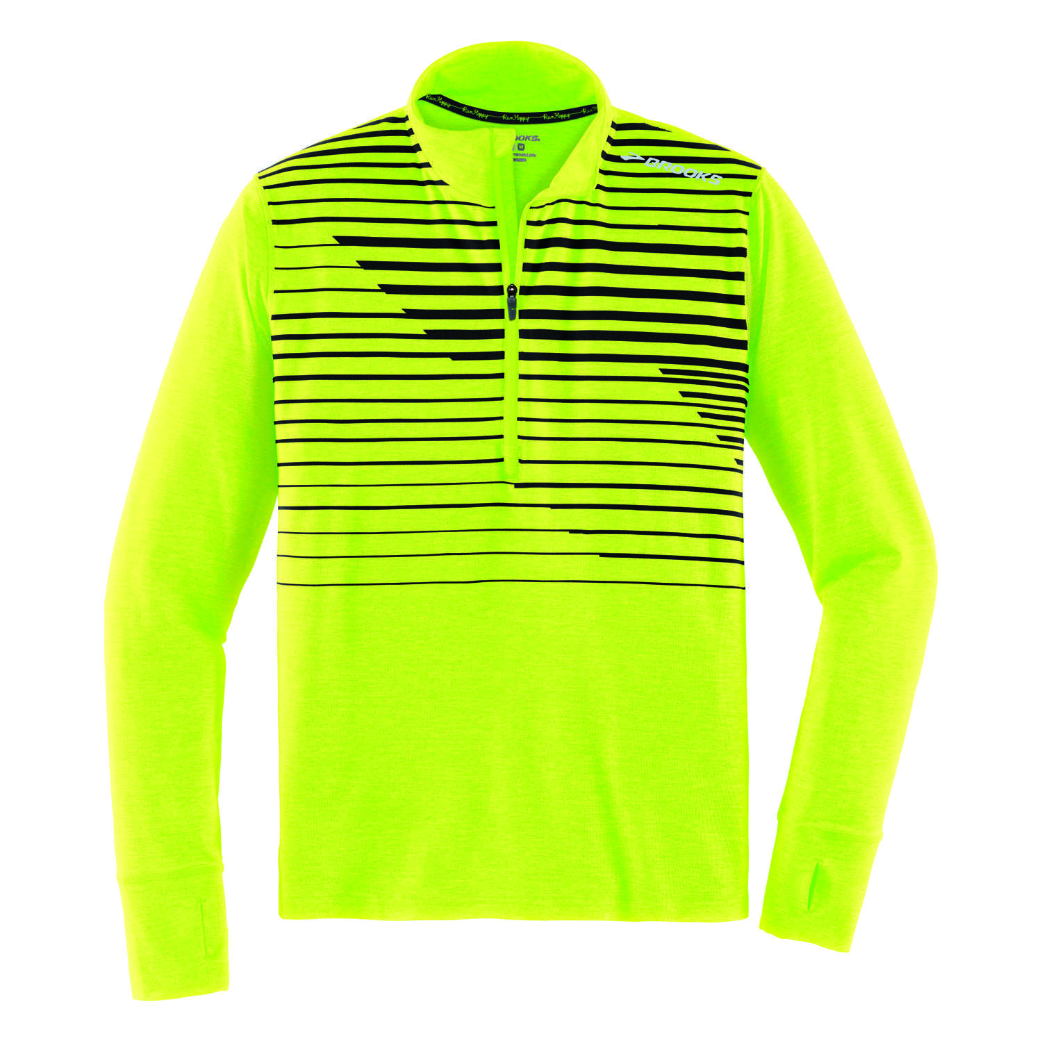 Brooks Dash 1/2 Zip Hardloopshirt Lange Mouwen Nightlife Geel/Zwart Heren