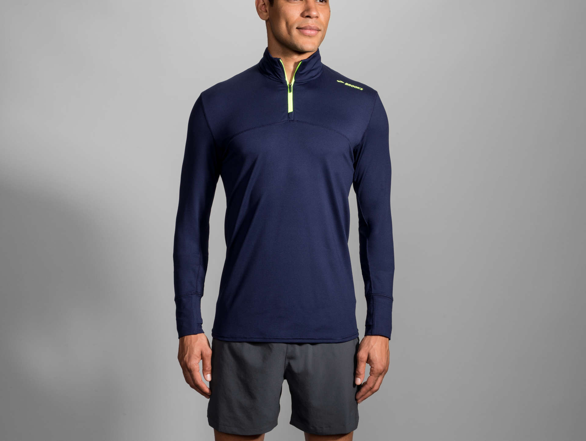 Brooks Dash 1/2 Zip Hardloopshirt Lange Mouwen Donkerblauw Heren