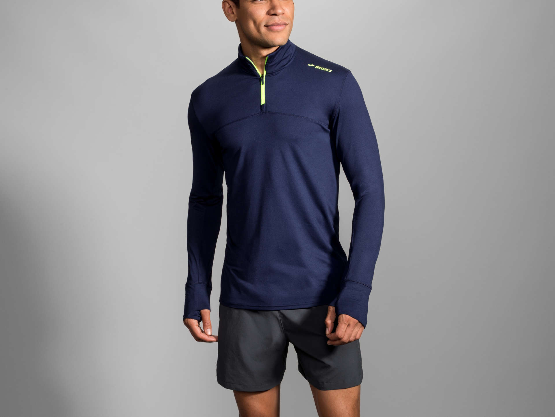 Brooks Dash 1/2 Zip Hardloopshirt Lange Mouwen Donkerblauw Heren