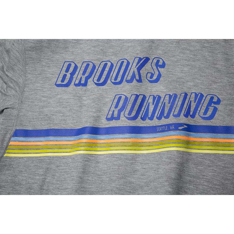 Brooks Distance Graphic Hardloopshirt Korte Mouwen Grijs/Blauw/Geel Heren