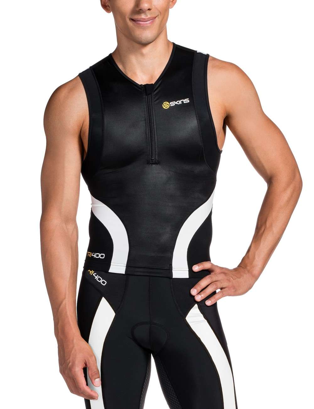 Skins TRI400 Triathlon Top Heren Zwart/Wit