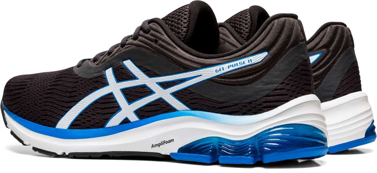 ASICS Gel Pulse 11 Hardloopschoenen Zwart Wit Blauw Heren koop je