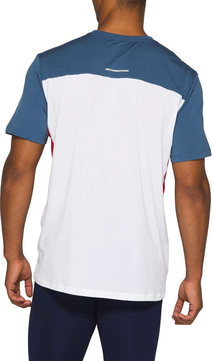 ASICS Race Hardloopshirt Korte Mouwen Wit/Blauw/Rood Heren