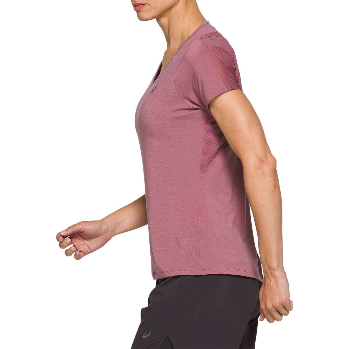 ASICS V-Neck Hardloopshirt Korte Mouwen Paars/Zilver Dames