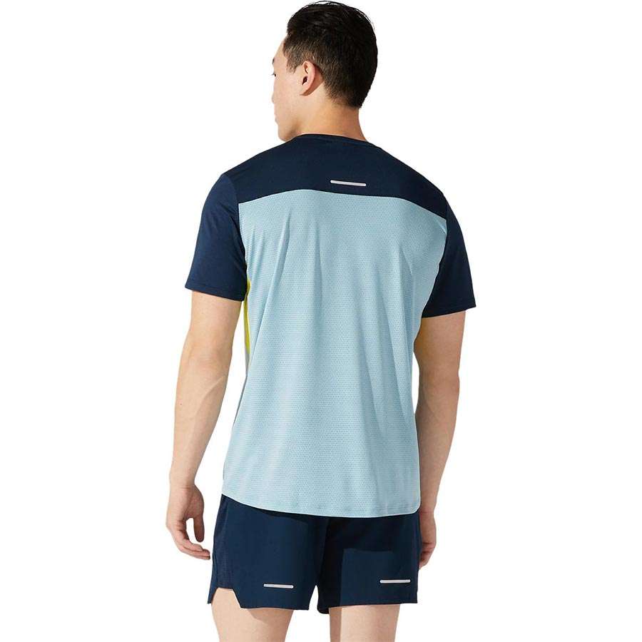 ASICS Race Hardloopshirt Korte Mouwen Blauw/Geel Heren