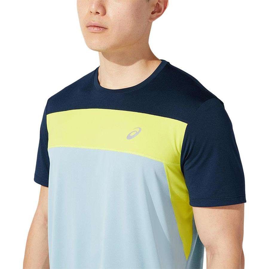 ASICS Race Hardloopshirt Korte Mouwen Blauw/Geel Heren