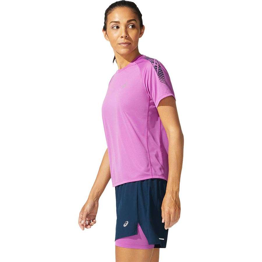 ASICS Icon Hardloopshirt Korte Mouwen Paars/Zwart Dames