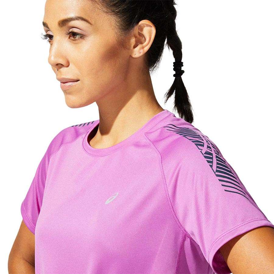 ASICS Icon Hardloopshirt Korte Mouwen Paars/Zwart Dames