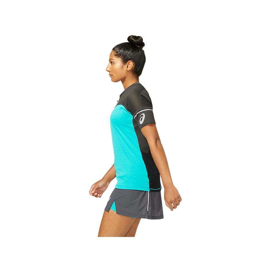 ASICS Fujitrail Hardloopshirt Korte Mouwen Blauw/Bruin Dames