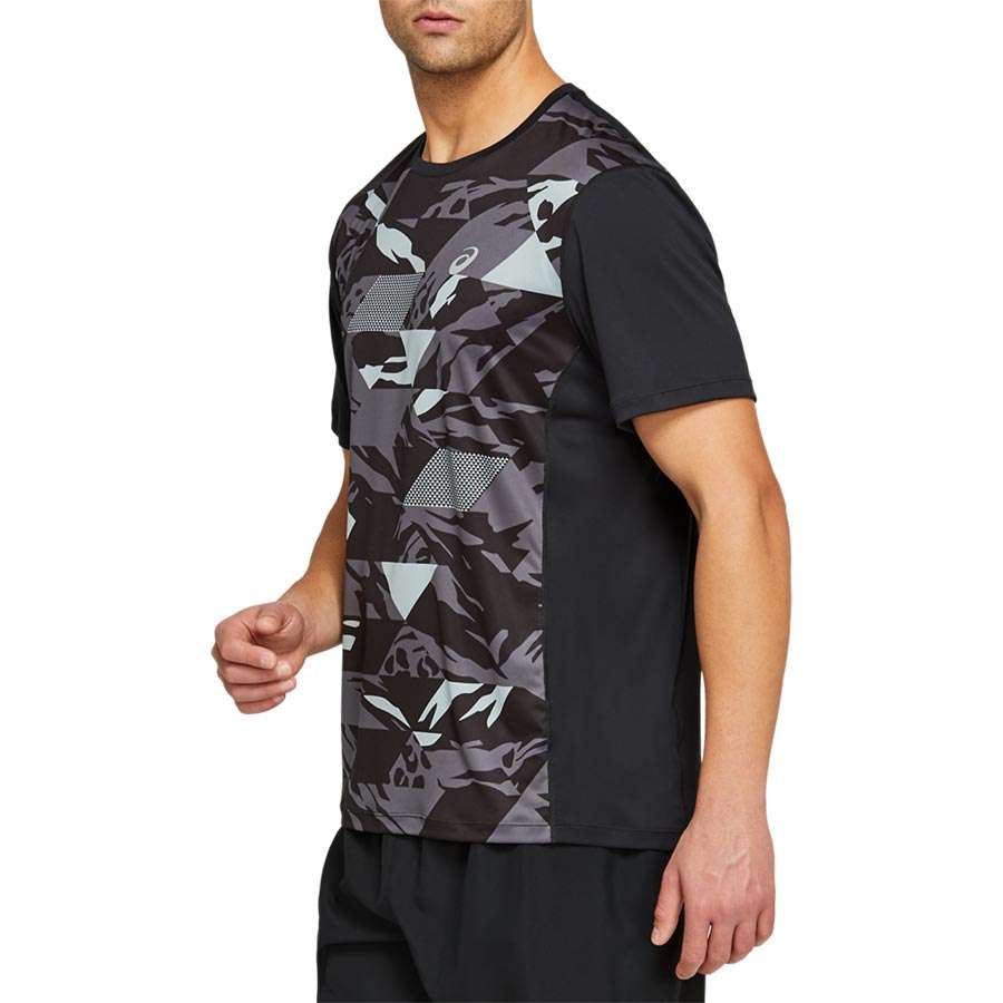 ASICS Future Camo Hardloopshirt Korte Mouwen Grijs/Zwart Heren