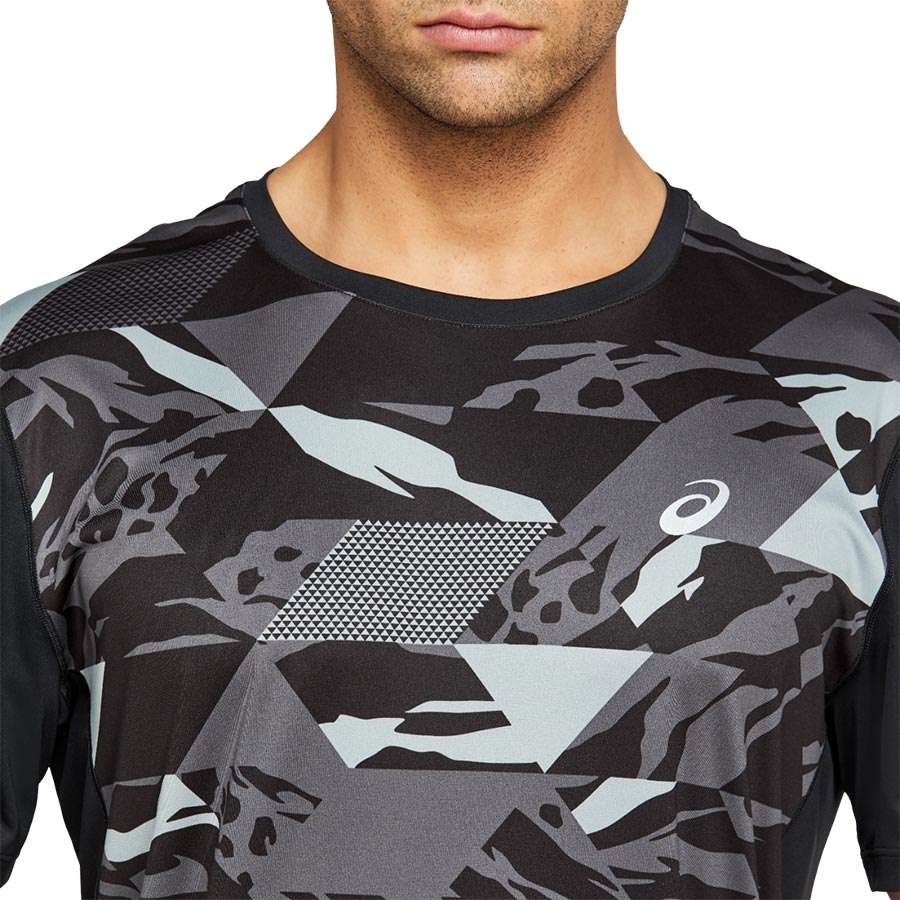 ASICS Future Camo Hardloopshirt Korte Mouwen Grijs/Zwart Heren