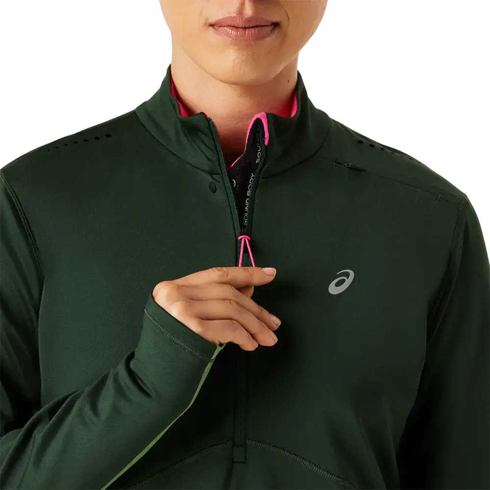 ASICS Winter Run 1/2 Zip Hardloopshirt Lange Mouwen Groen/Roze Dames