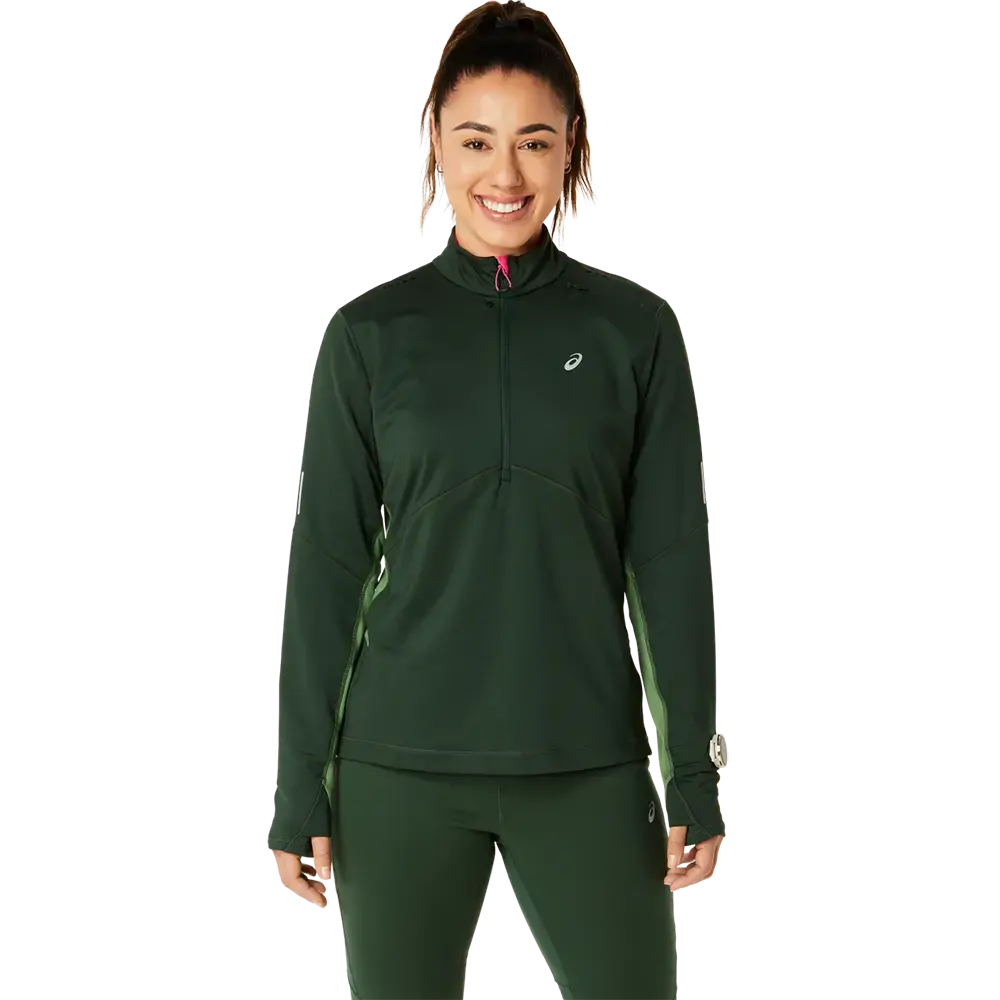 ASICS Winter Run 1/2 Zip Hardloopshirt Lange Mouwen Groen/Roze Dames